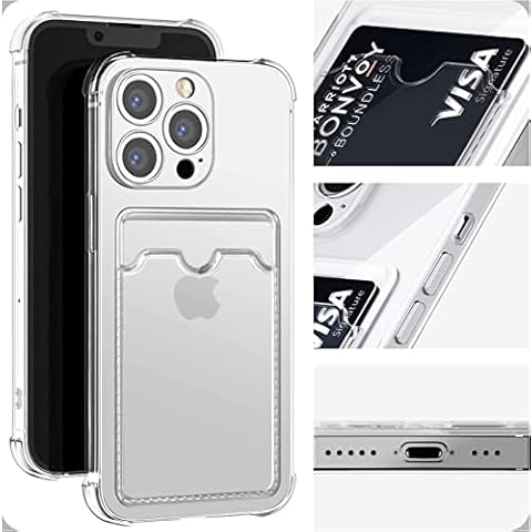 Clear Case Compatible with iPhone 14 Pro Max Case Card Holder Slot, Shockproof Thin Silicone Cover, Resistant Slim Transparent TPU Phone Case, Project Card Series, Clear Cover
