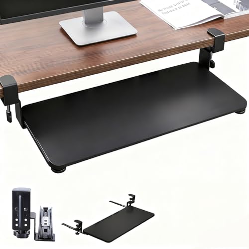 RATSTONE Support Clavier,Peut Glisser sous Le Bureau, 75 Cm (87 Mm avec Le Support) x 25 Cm, Pince en c Réglable pour Une Installation Facile, Charge Maximale...