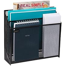 Mind Reader Vertical File Storage, Desktop Organizer, Workspace, Office, Metal Mesh, 12.5"L x 3.75"W x 11.5"H, Black