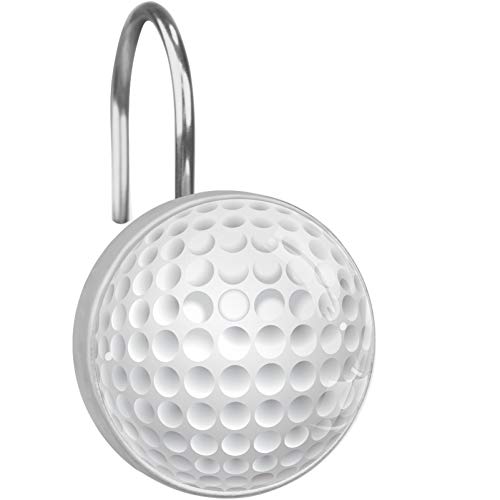 Golf Ball White Crystal Glass Shower Curtain Hooks Rings Decorative Bathroom Decor - Set of 12