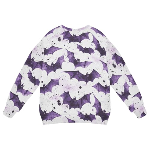 JUNZAN Halloween Purple Bats Kids Boys Sweatshirt Hoodie Fleece Hoodie for Boys Camping 4T2