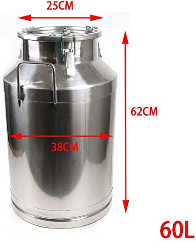 Stainless Steel Milk Transport Cans Stainless Steel Milk Can Vintage Silicone Bucket Wine Pail Liquid Storage (60L)
