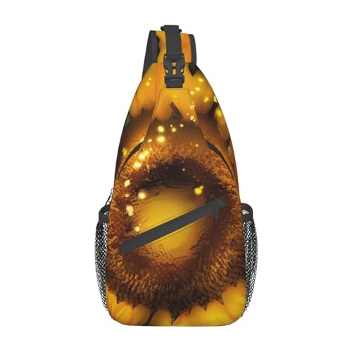 Sac à dos à bandoulière tournesol imprimé noir femme homme style urbain