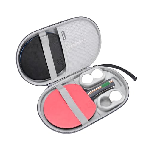 Ruilicase Tool Case for Large Ping Pong Paddles/Table Tennis Paddles/Racquet Cyber Shape Hexagon Fits for 2 Paddles and 4 balls - Grey (Case Only)