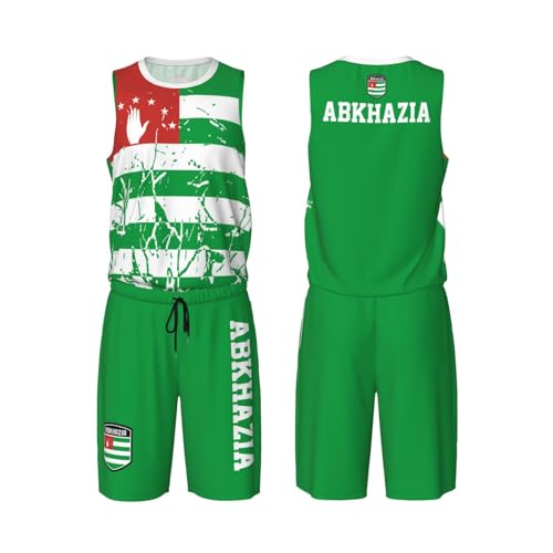 Republic of Abkhazia Flag Grain (1) Basketball Jersey Uniform Suit for Men Adults Training Athletic Set