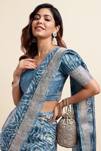 Image of MIRCHI FASHION Women Saree Cotton Blend Kalamkari Printed | Comfortable Office and Regular Daily Use Sari with Unstitched Blouse Piece
