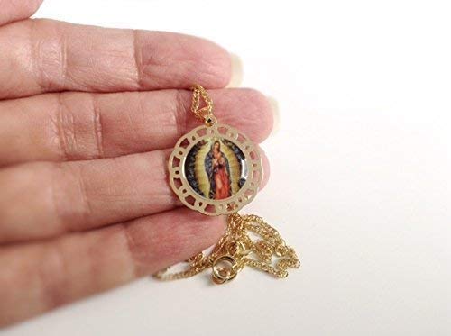 Miniatura 2 de SIFRIMANIA Mexican Patroness Virgin Mary Medal Spiral Chain for Kids and Women (19.5, Our Lady of Guadalupe)