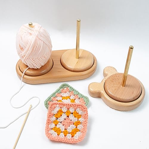 Support de laine en bois rotatif avec accessoires crochet et tricot