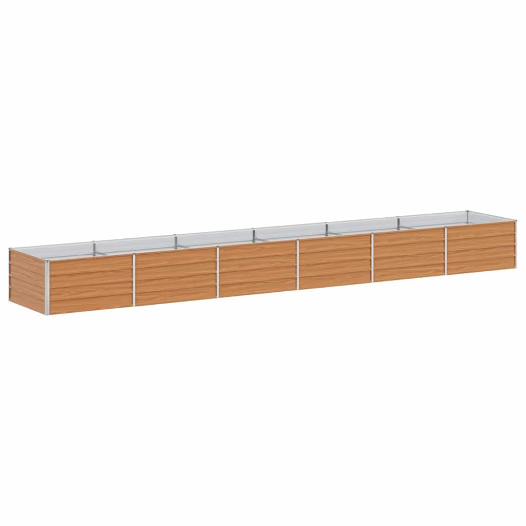 Homogen Bancal de acero galvanizado de color marrón claro, 480 x 80 x 45 cm, con drenaje para jardín, balcón, terraza, resistente a la intemperie, material resistente, ideal para flores, cultivo y