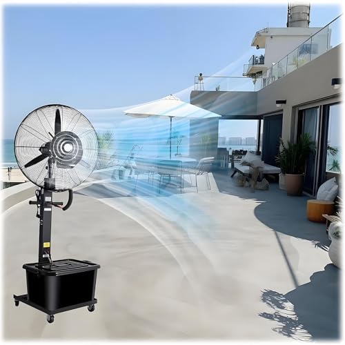 Outdoor Pedestal Misting Fan - 30" Oscillating High-Velocity Mister with 42L Water Tank, 3 Speed Settings & Adjustable Mist Valve for Workshop and Patio Cooling