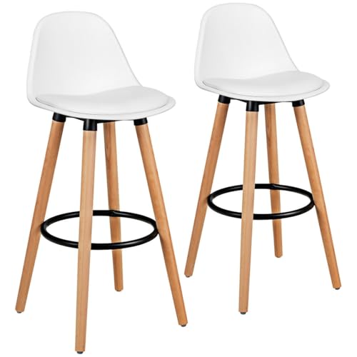 SlickBlue Set de 2 Butacos para Bar de 28.5 Pulgadas con Patas de Madera de Haya y Reposa Pies miniatura 1