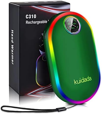 Kuidada Hand Warmers Rechargeable,Electric Hand Warmer,Portable Pocket Hand Heater for Outdoors,Camping,Hiking,Raynauds,Winter Gifts (Green)