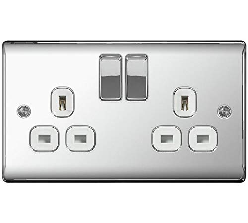 Nexus 2 Gang DP Switched Socket Polished Chrome/white
