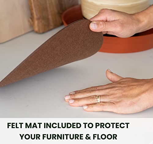 Garden Hour 10 Inch Medium Plant Saucers For Potted Plants & Felt Mat For Floor Protection - Plastic Plant Trays For Indoors No Holes - Extra-Deep Drip Trays For Potted Plants - Terracotta. #TOP3