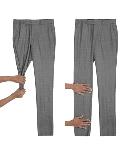 Image of GHPC Stylish Slim Fit Polyester Lycra Stretchable Formal Pant for Men | Mens Fashion Checkered Wear Dress Trousers Pants for Office or Party