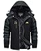 KEFITEVD Skijacke Herren Winter Arbeitsjacke Wasserdicht Winterjacke mit Kapuze Softshell Warm Gefütterte Funktionsjacke Schwarzgrau L