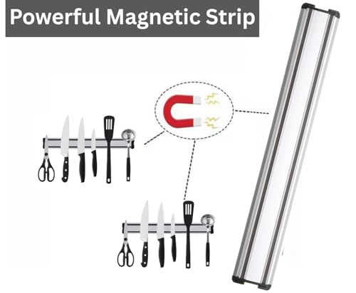 Magnetic Knife Holder for Wall – 30cm Stainless Steel Magnetic Knife Strip & Rack – Knives Magnet Bar with Screws – Ideal for Knives Kitchen Utensils Holder & Tools (Stainless Steel-30cm) - Image 5