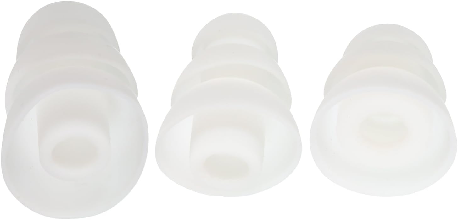 MECCANIXITY Silicone Triple Flange Ear Bud Tips Low Noise for Inside Diameter 4mm-5mm Earbuds in-Ear Earphones(Inner Hole 4mm) S/M/L,9 Pairs, White