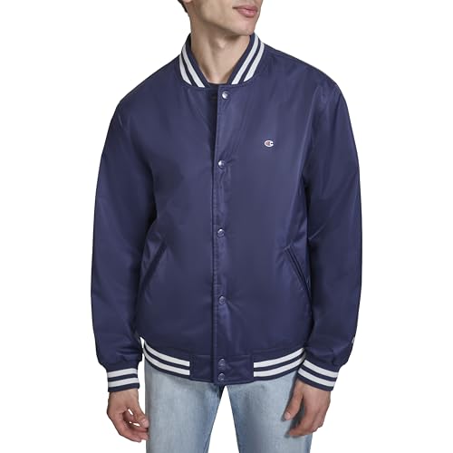 Image of Champion Men's Logo Striped-trim Varsity Jacket