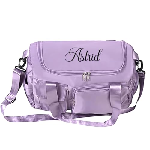 Ulico Personalized Weekender Bag, Custom Travel Duffle Bag with Embroidered Name, Carry Luggage Gym Bag for Women and Men (Purple)