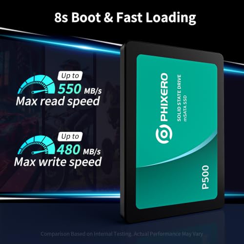 Image of PHIXERO High Performance 2.5 Inch SSD 500MB /S 256GB- Ideal for Desktop, Laptop, All-in-One, and PC Upgrades | Supports SMART, NCQ, Trim, Advanced Power Management