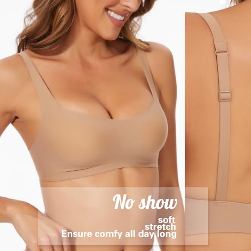 Seamless Bralette for Women Comfort No Show Square Neck Stretch Wireless Bra with Removeable Padding2