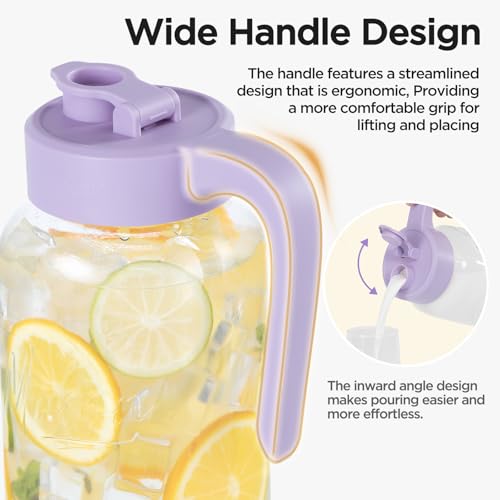 Image of Mason Jar Pitcher - Airtight & Leakproof Glass Pitcher with Lid, Perfect for Breastmilk, Cold Brew, and Sun Tea, 2 Quart (64 oz) Mason Jar with Pour Spout Lid