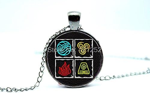 Pretty Lee 2015 Fashion Avatar Last Airbender 4 Nations Fire Water Air And Earth On One Pendant Necklace Glass Photo Cabochon Necklace Christmas gift