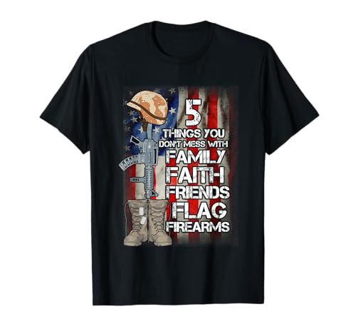 5 Things You Dont Mess With Veteran American Flag Patriotic Camiseta