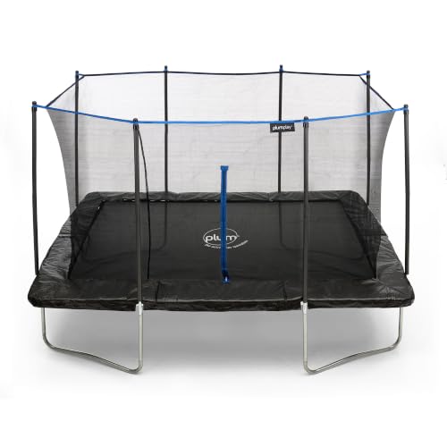 Plum Play Outdoor Rectangular Trampoline with Satety Enclosure to Seperate the Jumper From the Coated Springs - Weather Protected Thick Foam Pads - Max user weight from 100kg (8 x 12ft)