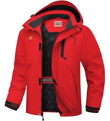 WULFUL Men's Winter Coats Waterproof Ski Jacket Warm Windproof Winter Windbreaker Jackets for Men with Hood