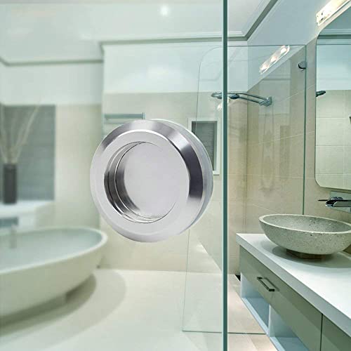 Mewuthede 2Pcs Stainless Steel Shower Glass Door Sliding Knob,Bathroom Round Back-To-Back Handle Pull Silver For Glass Sliding Shower Door #TOP4