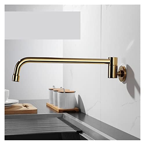 Grifo de llenado de ollas de latón alto con caño plegable acabado dorado 4