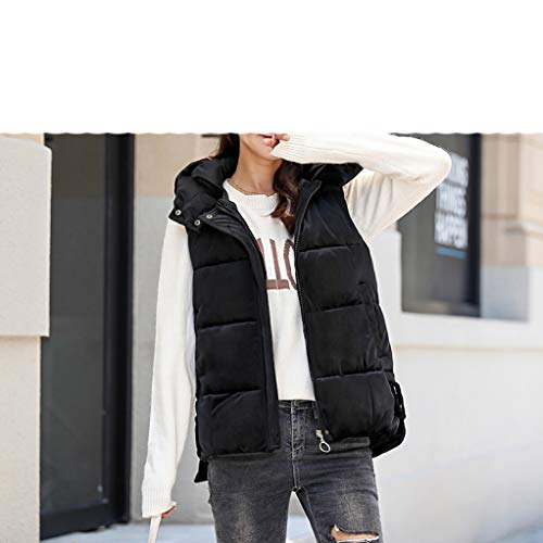 LVYING Sleeveless Jacket Womens Lightweight Packable Puffer Vest Jacket Velvet with Zipper Black
