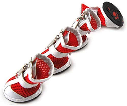 Cozy Puppies Dog Shoes for Hot Pavement Summer Breathable Mesh Boots Adjustable Non Slip Zipper Pet Dogs Booties White PU Paw Protector (5# (LxW: 2.3 * 1.8"), Sky Blue) (B08RX88MS5) Amazon Price History, Amazon Price Tracker