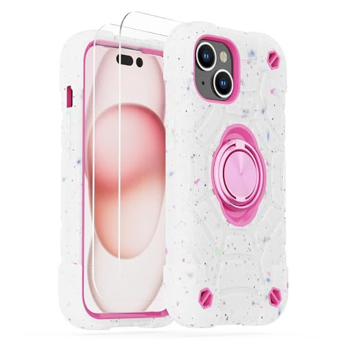 Coque iPhone 15 protection intégrale double couche rigide et souple avec béquille