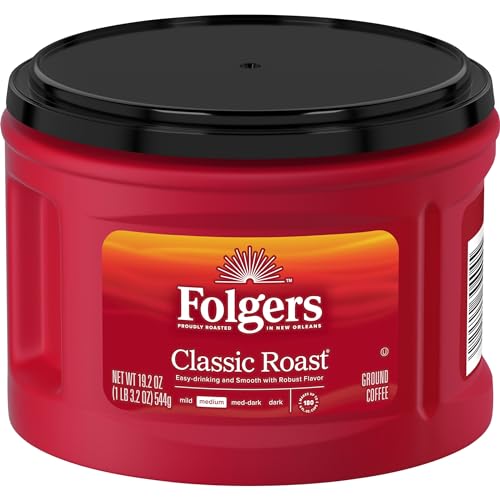 Image of Folgers Classic Roast Medium Roast Ground Coffee, 19.2 Ounces (Pack of 6)