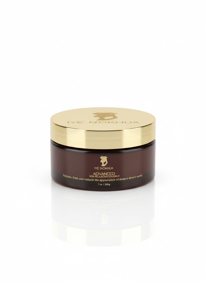 Iyé N'Okhua Advanced Skin Rejuvenation Balm, Vegan Stretch Mark & Scar Repair Body Balm with Baobab Oil, Tamanu Oil, Marula Oil, Sea Buckthorn Oil, 7 oz