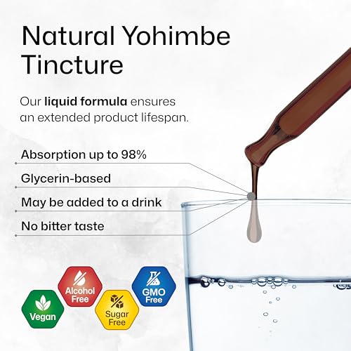 yohimbe tincture - yohimbe bark liquid extract - natural yohimbine - alcohol and sugar free - vegan drops 2 floz