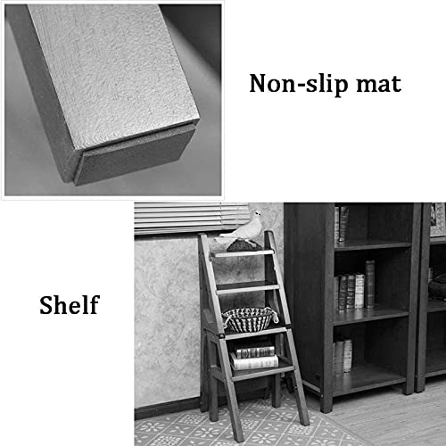 Taburete de escalada plegable para interiores con peldaños de madera 7
