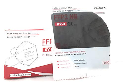 XIANGYING Mascarilla filtrante de partículas FFP2 NR, certificado CE2163, 25 unidades