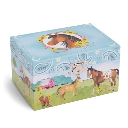 Jewelkeeper Girl's Musical Jewelry Storage Box with Spinning Horse, Barn Design, Home on The Range Tune