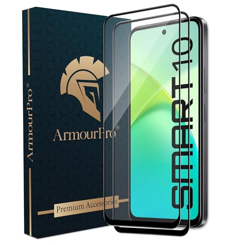 Image of ArmourPro Military Grade Gorilla Tempered Glass Compatible For Infinix Smart 10 5G (6.67 Inch) With Easy Installation Kit for Smartphone| Edge To Edge Coverage | Black, Pack of 2