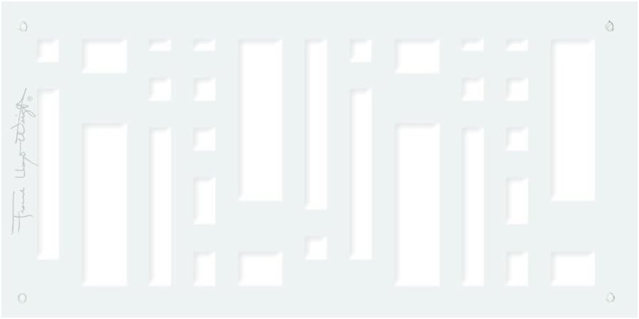 Architectural Grille FLWStarsandMoonbeams0061203WG 6 in. x 12 in. Aluminum White-Gloss Frank Lloyd Wright Collection Stars and Moonbeams Grille