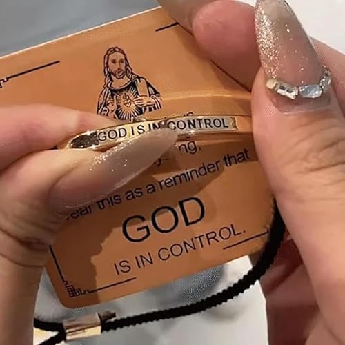Inspire Bracelet God Is In Control Bracelet For Women, Christian Faith Adjustable Braided Stainless Steel Engraving Inspirational Letter Handmade Gifts Jewelry2