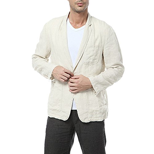 Men’s 100% Linen Single Breasted Suit Jacket for Summer Beach Wedding Groomsmen Suits or Casual Outfits4