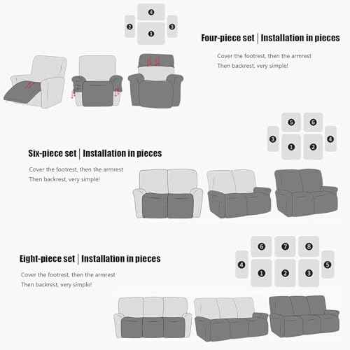 Funda de sillón relax de 1, 2 o 3 plazas para proteger el sofá reclinable familiar 7