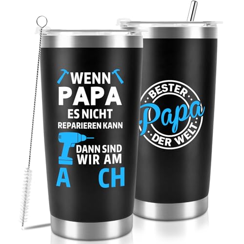 Vatertagsgeschenk für Papa,600ml Thermobecher Kaffeebecher Tasse,Vatertagsgeschenk Personalisiert für Papa Opa, Geschenke zum Vatertag Weihnachten
