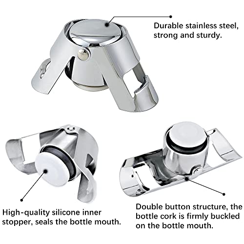 CHRISLZ 6PCS Champagne Stopper RVS Vacuüm Wijnfles Stopper Retain Freshness Sealing Plug (6) - Image 5