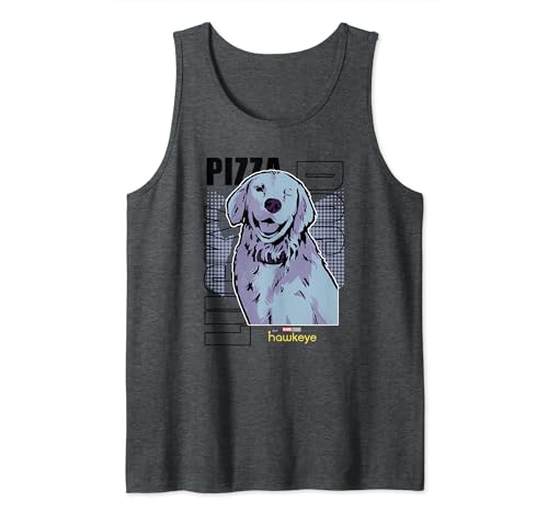 Marvel Hawkeye Disney tank top con ilustración de Lucky Pizza Dog para verano